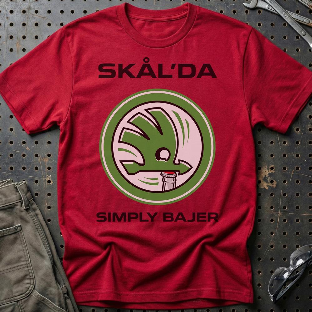Skoda Skål’da Simply Bajer - Unisex T-Shirt-Beklædning-Skoda-Rød-S-Garage Culture Shop- garage - man cave - merchandise