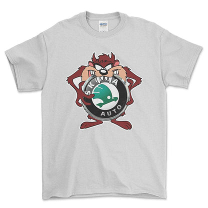 Skoda TAZ Unisex T-Shirt , Bomuld-Beklædning-Skoda-Hvid-S-Forside-Garage Culture Shop- garage - man cave - merchandise