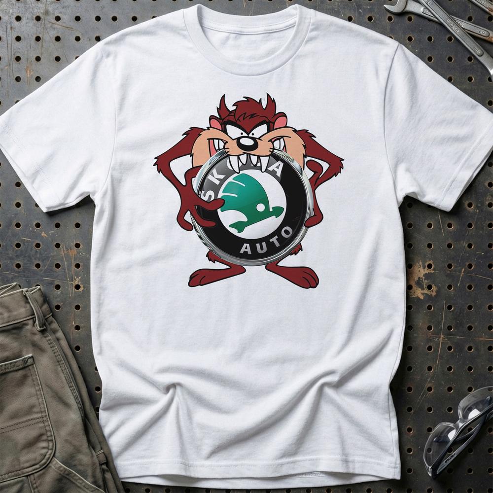 Skoda TAZ Unisex T-Shirt , Bomuld-Beklædning-Skoda-Hvid-S-Garage Culture Shop- garage - man cave - merchandise