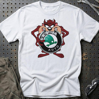 Skoda TAZ Unisex T-Shirt , Bomuld-Beklædning-Skoda-Hvid-S-Garage Culture Shop- garage - man cave - merchandise