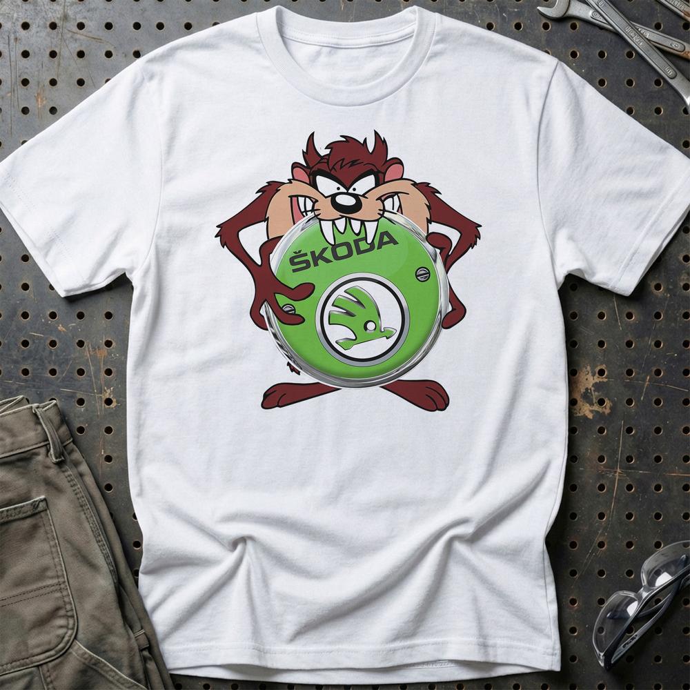 Skoda TAZ Unisex T-Shirt , Bomuld-Beklædning-Skoda-Hvid-S-Garage Culture Shop- garage - man cave - merchandise