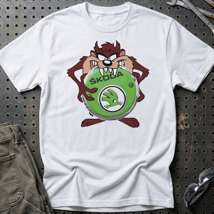 Skoda TAZ Unisex T-Shirt , Bomuld-Beklædning-Skoda-Hvid-S-Garage Culture Shop- garage - man cave - merchandise