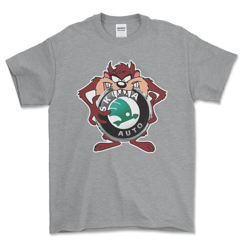 Skoda TAZ Unisex T-Shirt , Bomuld-Beklædning-Skoda-Grå Sport-S-Forside-Garage Culture Shop- garage - man cave - merchandise