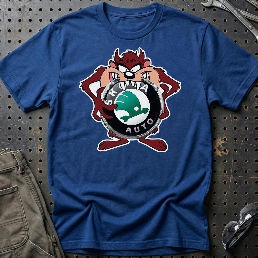 Skoda TAZ Unisex T-Shirt , Bomuld-Beklædning-Skoda-Blå Royal-S-Garage Culture Shop- garage - man cave - merchandise