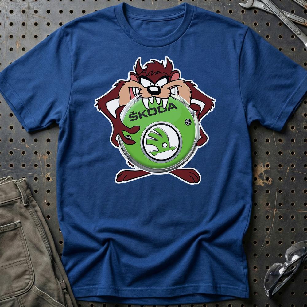Skoda TAZ Unisex T-Shirt , Bomuld-Beklædning-Skoda-Blå Royal-S-Garage Culture Shop- garage - man cave - merchandise