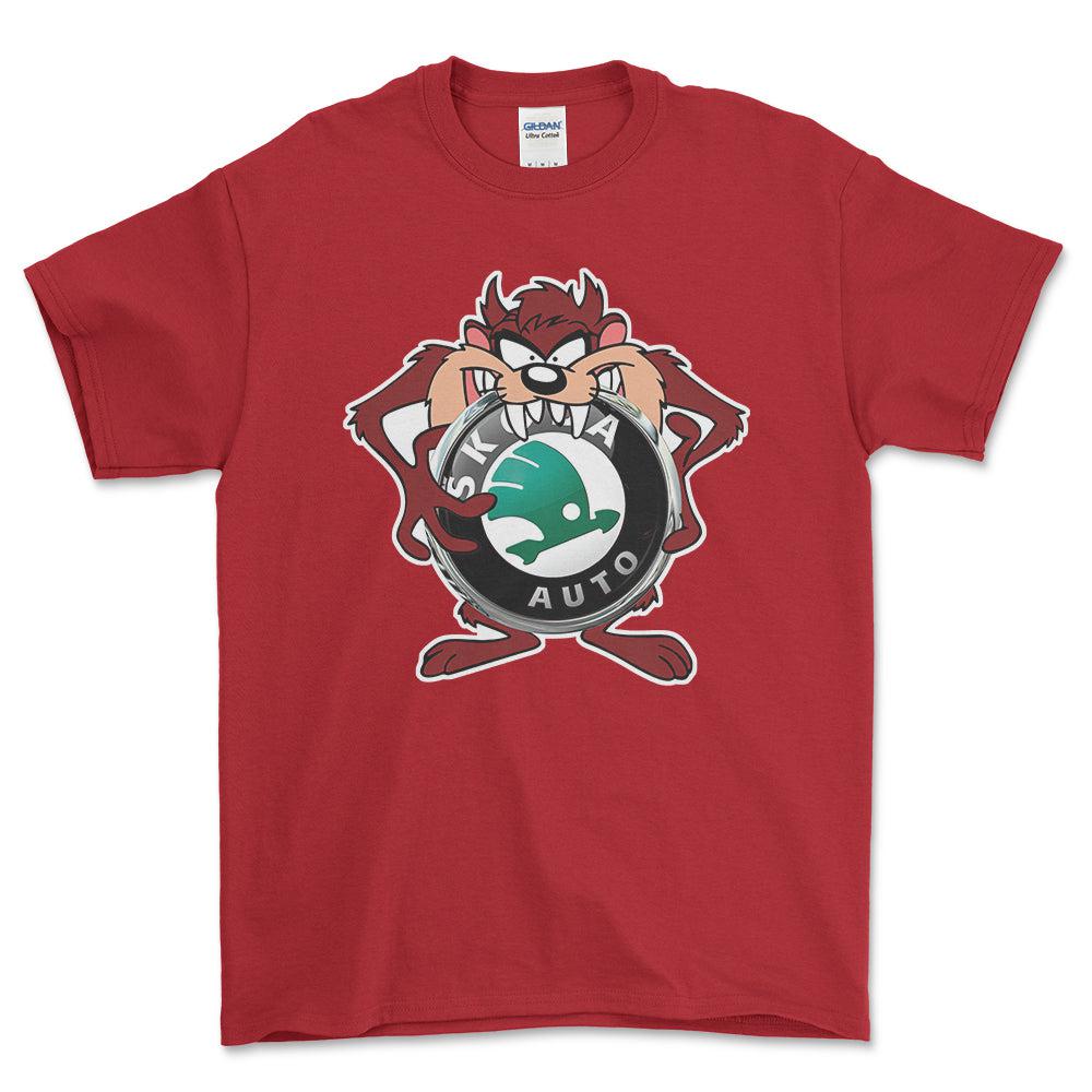 Skoda TAZ Unisex T-Shirt , Bomuld-Beklædning-Skoda-Rød-S-Forside-Garage Culture Shop- garage - man cave - merchandise