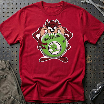 Skoda TAZ Unisex T-Shirt , Bomuld-Beklædning-Skoda-Rød-S-Garage Culture Shop- garage - man cave - merchandise
