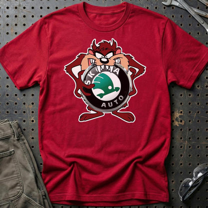 Skoda TAZ Unisex T-Shirt , Bomuld-Beklædning-Skoda-Rød-S-Garage Culture Shop- garage - man cave - merchandise