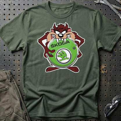 Skoda TAZ Unisex T-Shirt , Bomuld-Beklædning-Skoda-Grøn Militær-S-Garage Culture Shop- garage - man cave - merchandise