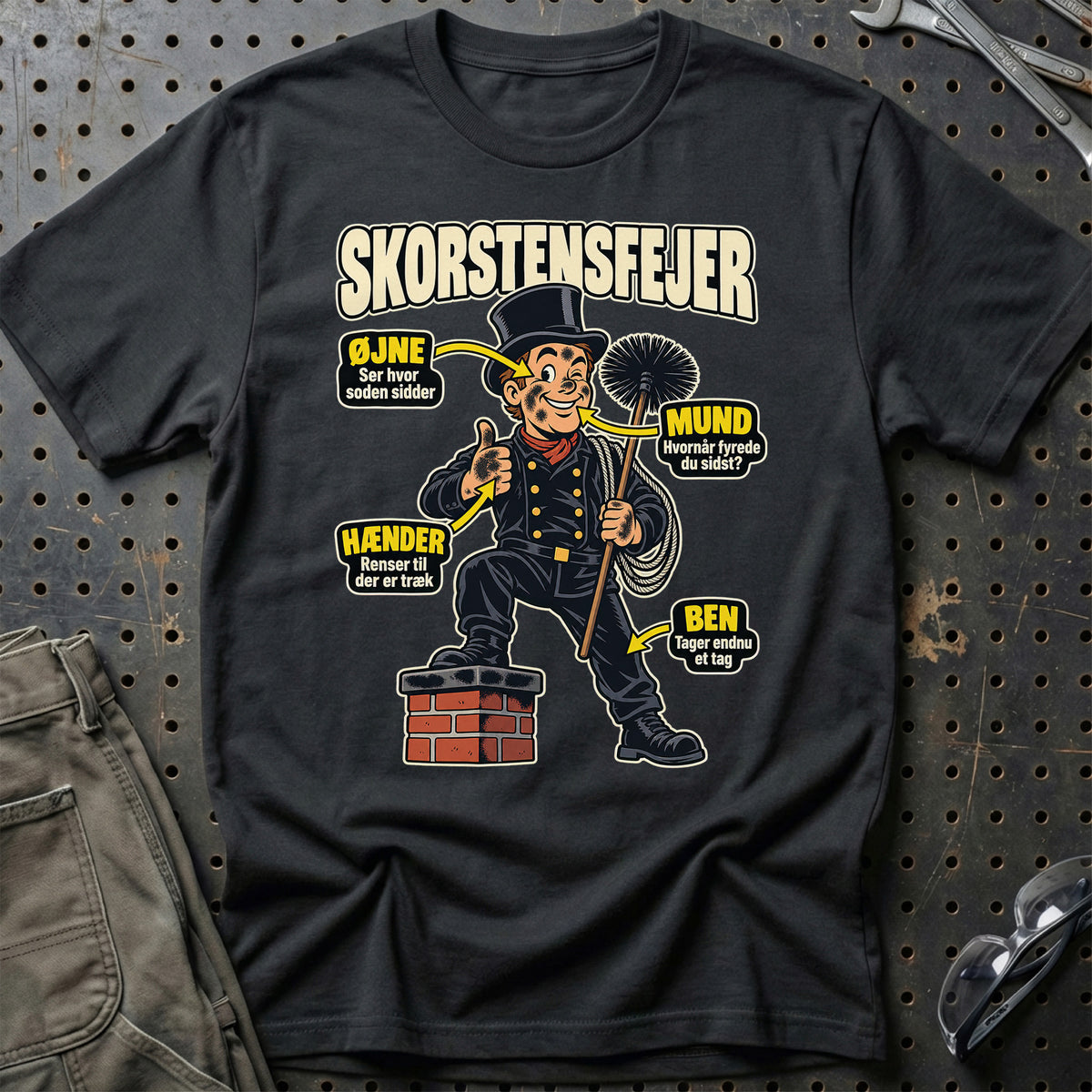 Skorstensfejer – Anatomi T-Shirt – Sort