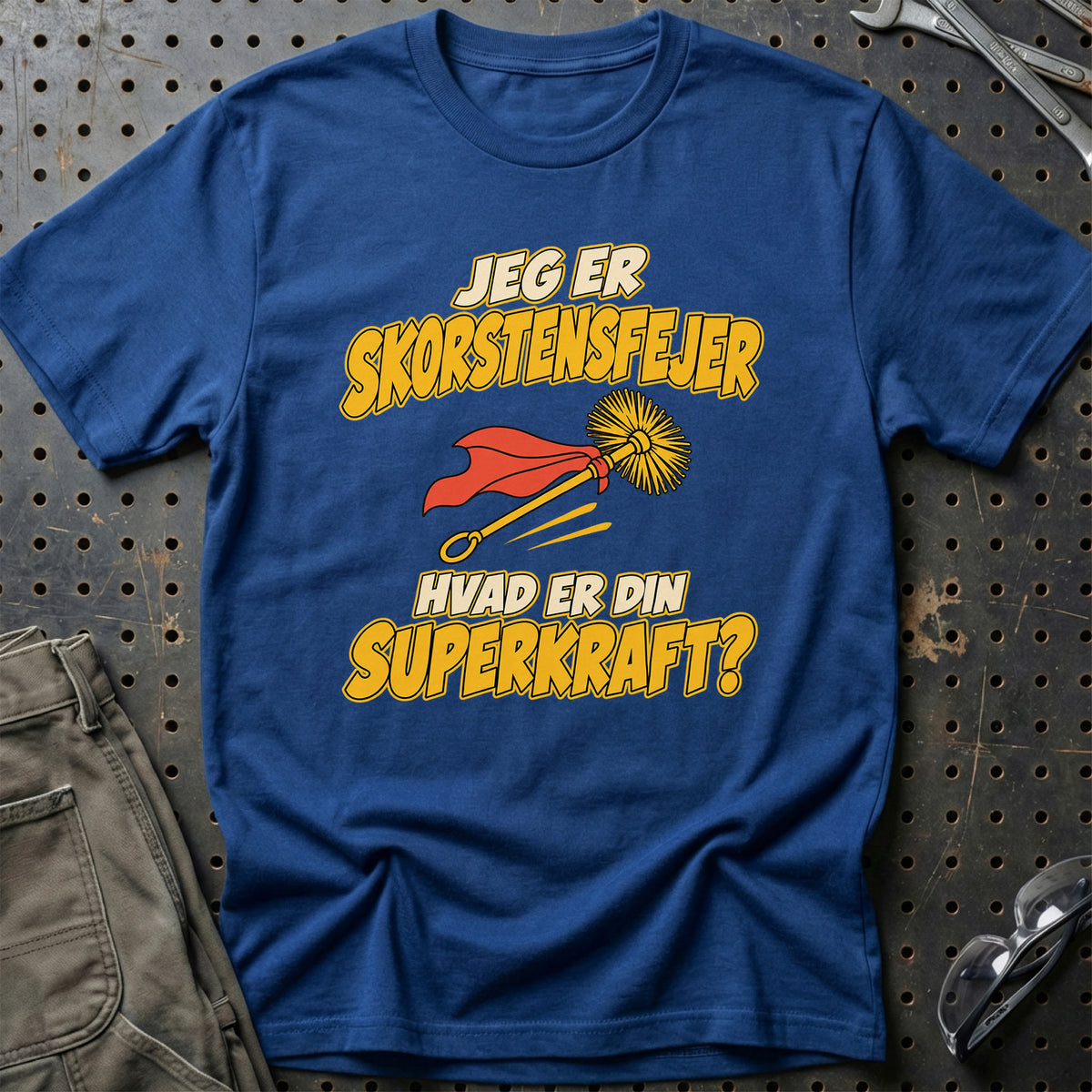 
Skorstensfejer – Hvad er din superkraft? – Unisex T-Shirt – Blå Royal