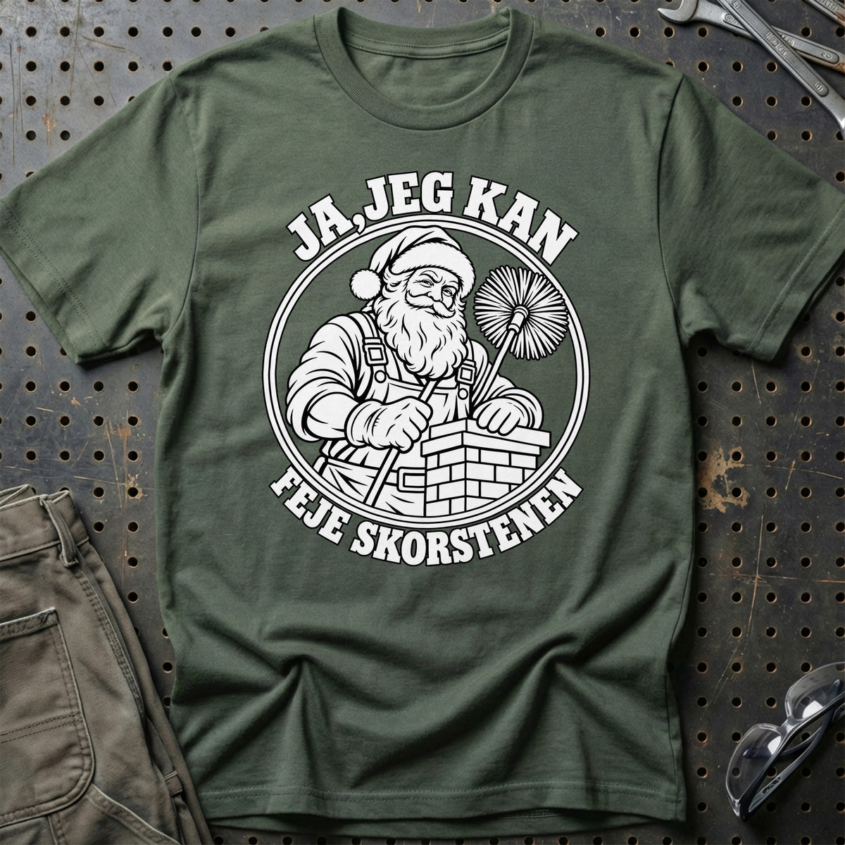 
Skorstensfejer – Santa Kan Det – Jul T-Shirt – Grøn Militær