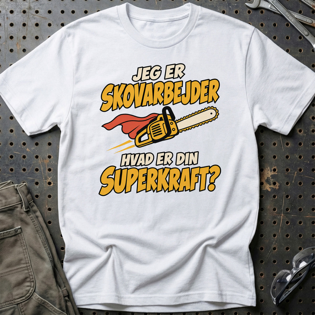 
Skovarbejder – Hvad er din superkraft? – Unisex T-Shirt – Hvid