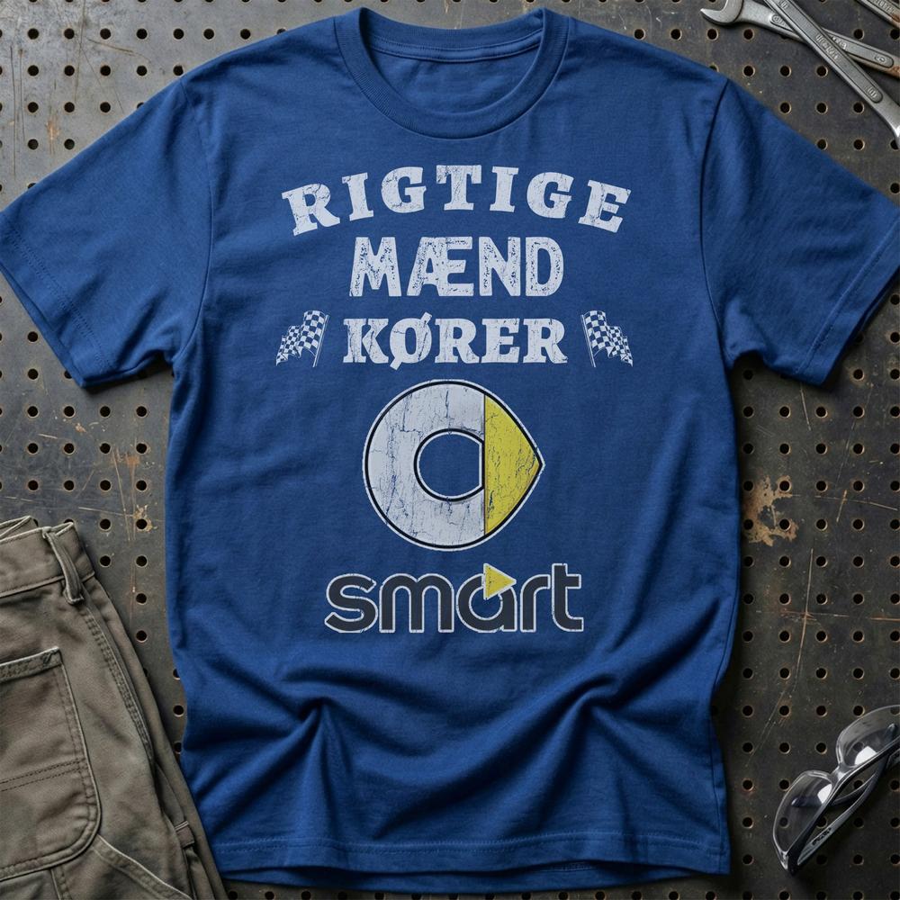 Smart Rigtige Mænd Kører T-Shirt-Beklædning-Smart-Blå Royal-S-Garage Culture Shop- garage - man cave - merchandise