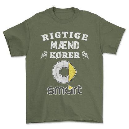 Smart Rigtige Mænd Kører - Unisex T-Shirt , Bomuld-Beklædning-Smart-Grøn Militær-S-Forside-Garage Culture Shop- garage - man cave - merchandise
