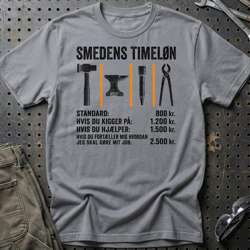 Smedens Timeløn - Unisex T-Shirt , Bomuld-Beklædning-Garage Culture-Grå Sport-S-Garage Culture Shop- garage - man cave - merchandise