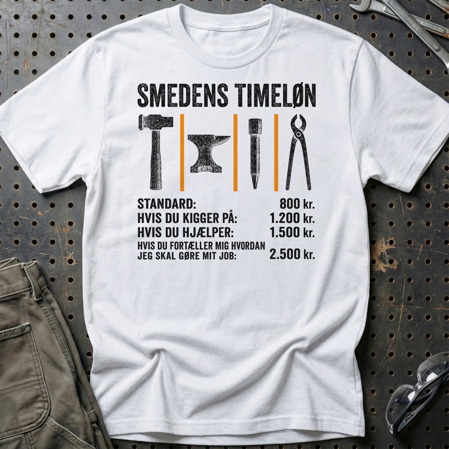 Smedens Timeløn - Unisex T-Shirt , Bomuld