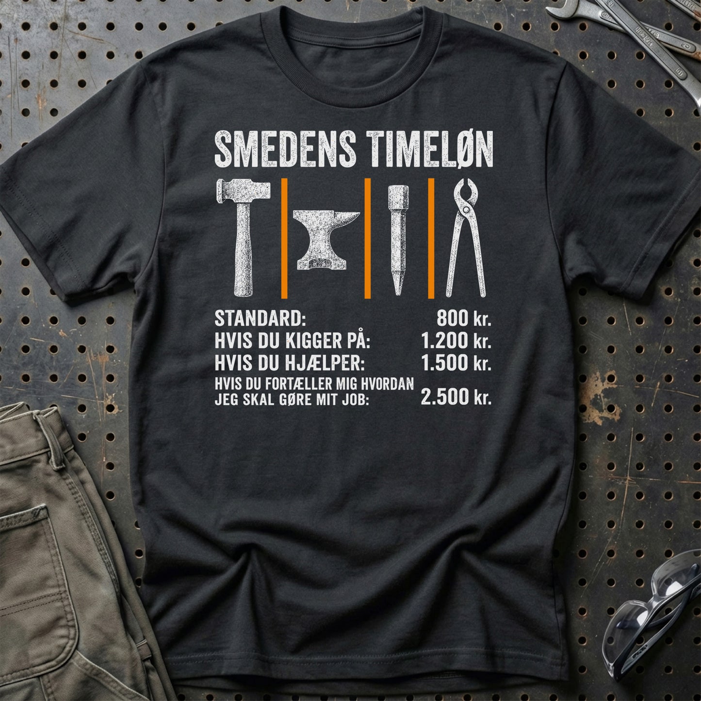 Smedens Timeløn - Unisex T-Shirt , Bomuld