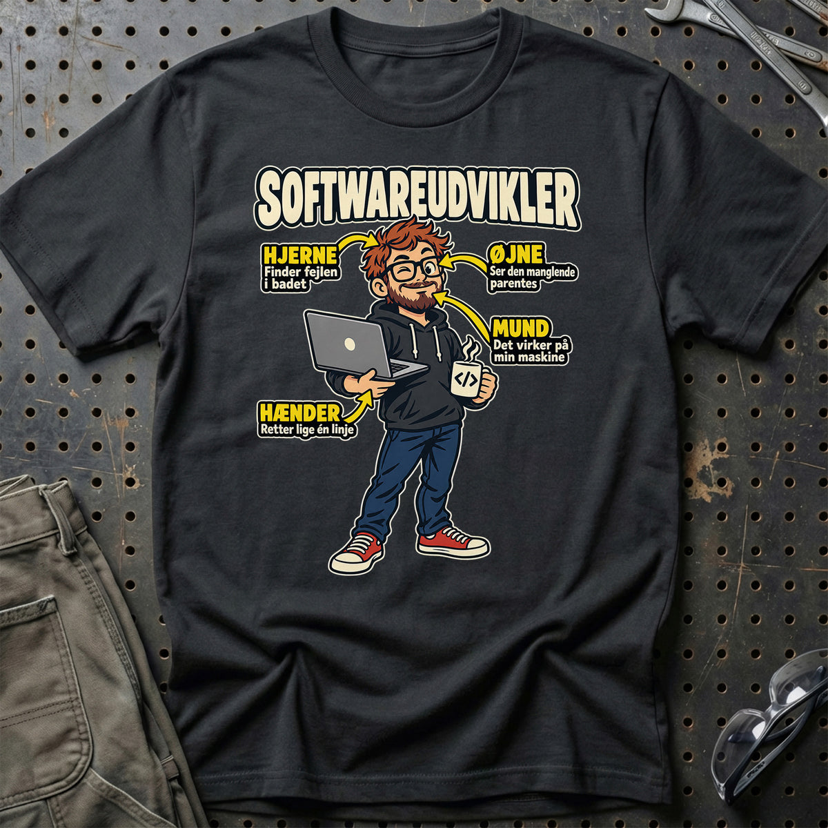 Softwareudvikler – Anatomi T-Shirt – Sort