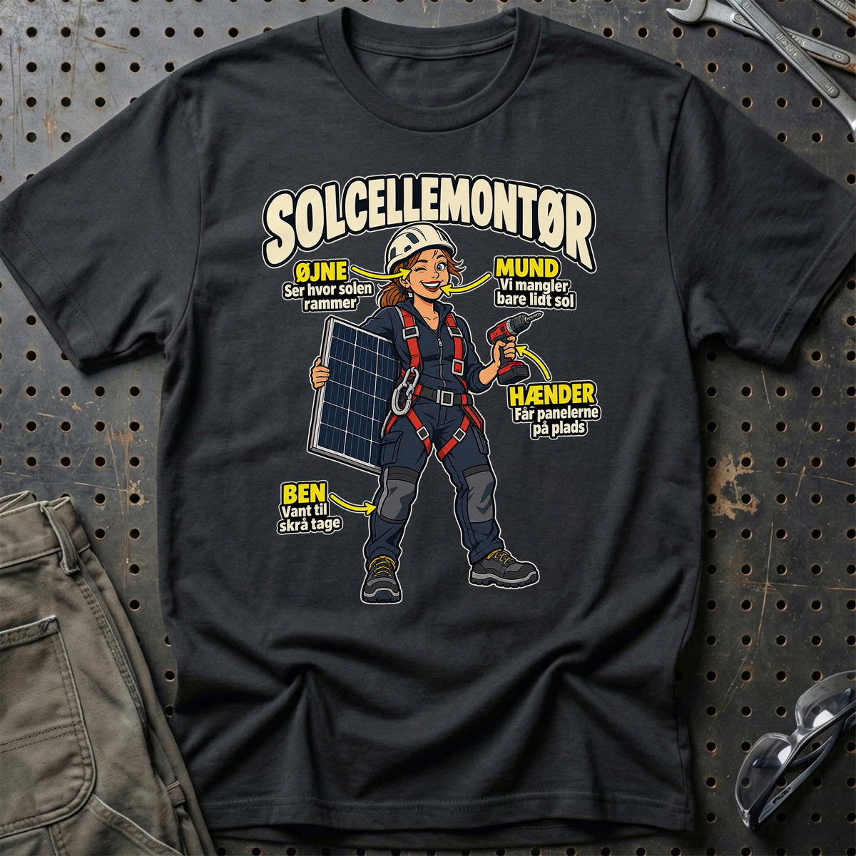 Solcellemontør – Anatomi T-Shirt-Beklædning-Garage Culture-Sort-S-Garage Culture Shop- garage - man cave - merchandise