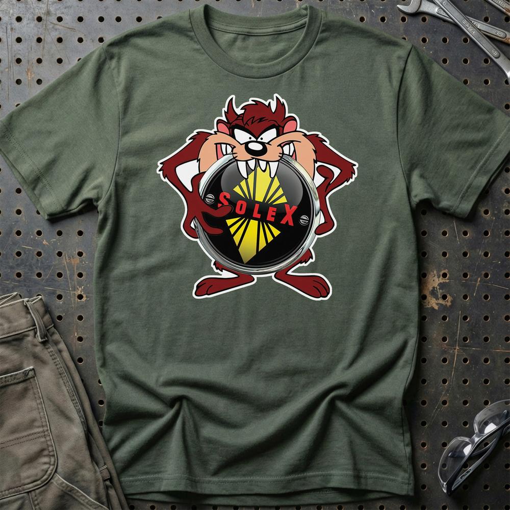 Solex TAZ Unisex T-Shirt , Bomul-Beklædning-Solex-Grøn Militær-S-Garage Culture Shop- garage - man cave - merchandise