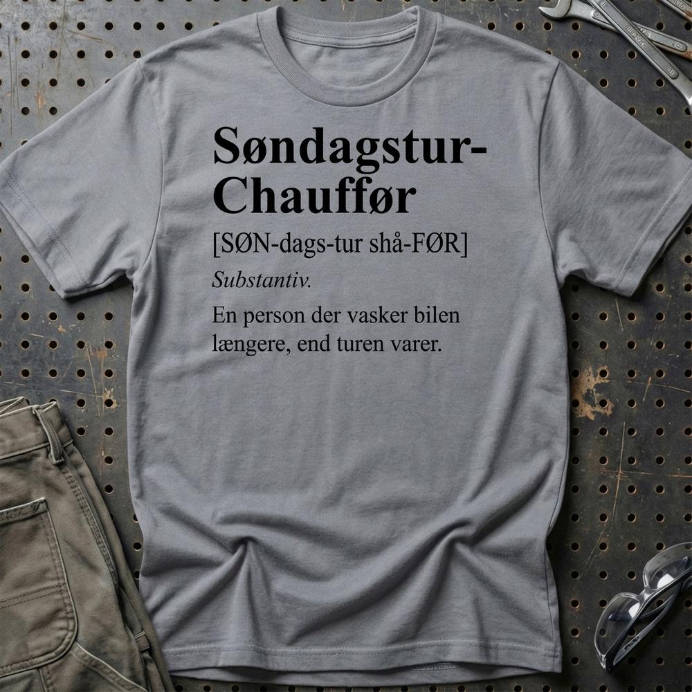 Søndagstur-Chauffør T-Shirt-Beklædning-Garage Culture-Grå Sport-S-Garage Culture Shop- garage - man cave - merchandise