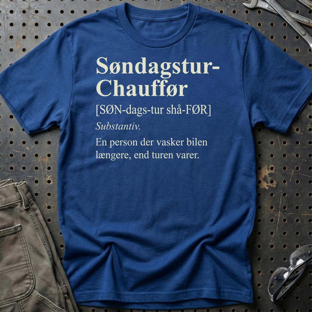 Søndagstur-Chauffør T-Shirt-Beklædning-Garage Culture-Blå Royal-S-Garage Culture Shop- garage - man cave - merchandise