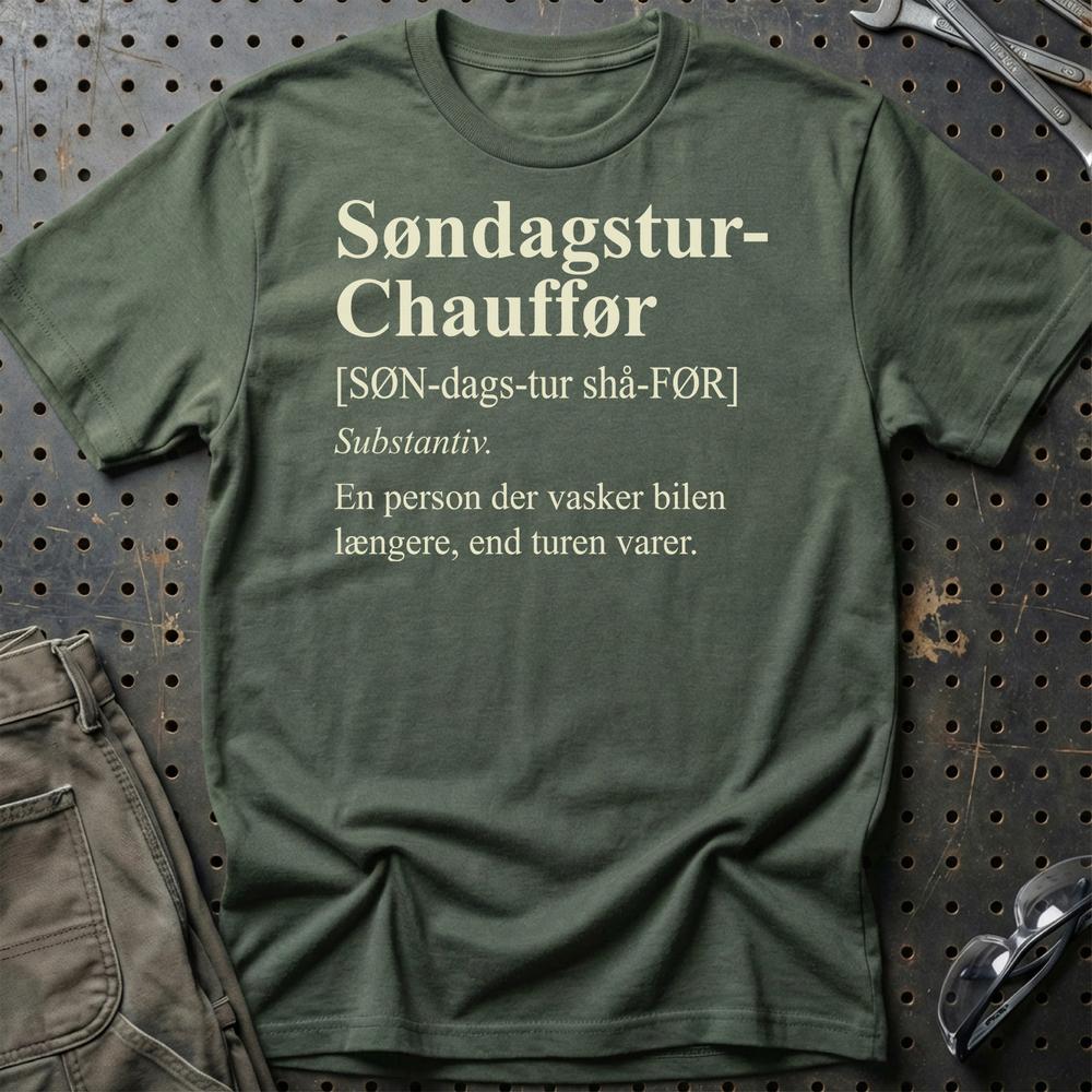 Søndagstur-Chauffør T-Shirt-Beklædning-Garage Culture-Grøn Militær-S-Garage Culture Shop- garage - man cave - merchandise