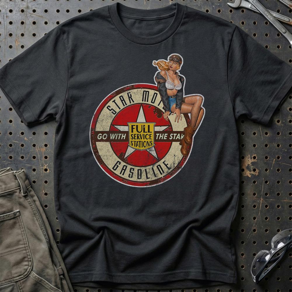 Star Motor Gasoline Pinup T-Shirt-Beklædning-Motoroil-Sort-S-Garage Culture Shop- garage - man cave - merchandise