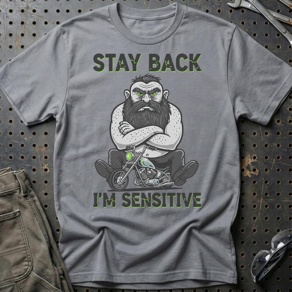 Stay Back I'm Sensitive – Unisex T-Shirt , Bomuld-Beklædning-Garage Culture-Grå Sport-S-Garage Culture Shop- garage - man cave - merchandise