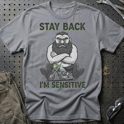 Stay Back I'm Sensitive – Unisex T-Shirt , Bomuld-Beklædning-Garage Culture-Grå Sport-S-Garage Culture Shop- garage - man cave - merchandise
