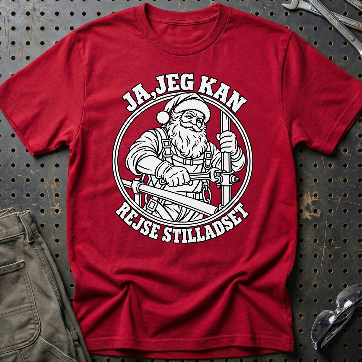 
Stilladsmontør – Santa Kan Det – Jul T-Shirt – Rød