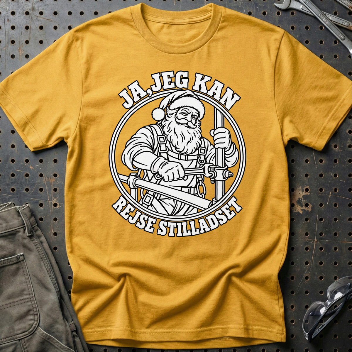 
Stilladsmontør – Santa Kan Det – Jul T-Shirt – Guld