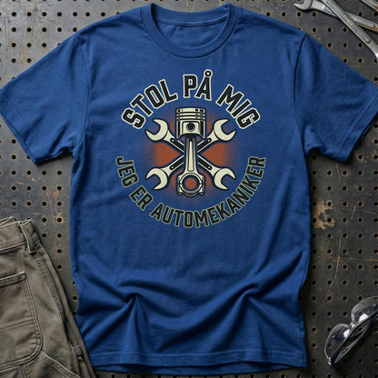 Stol På Mig – Jeg Er Automekaniker - Unisex T-Shirt , Bomuld-Beklædning-Garage Culture-Blå Royal-S-Garage Culture Shop- garage - man cave - merchandise