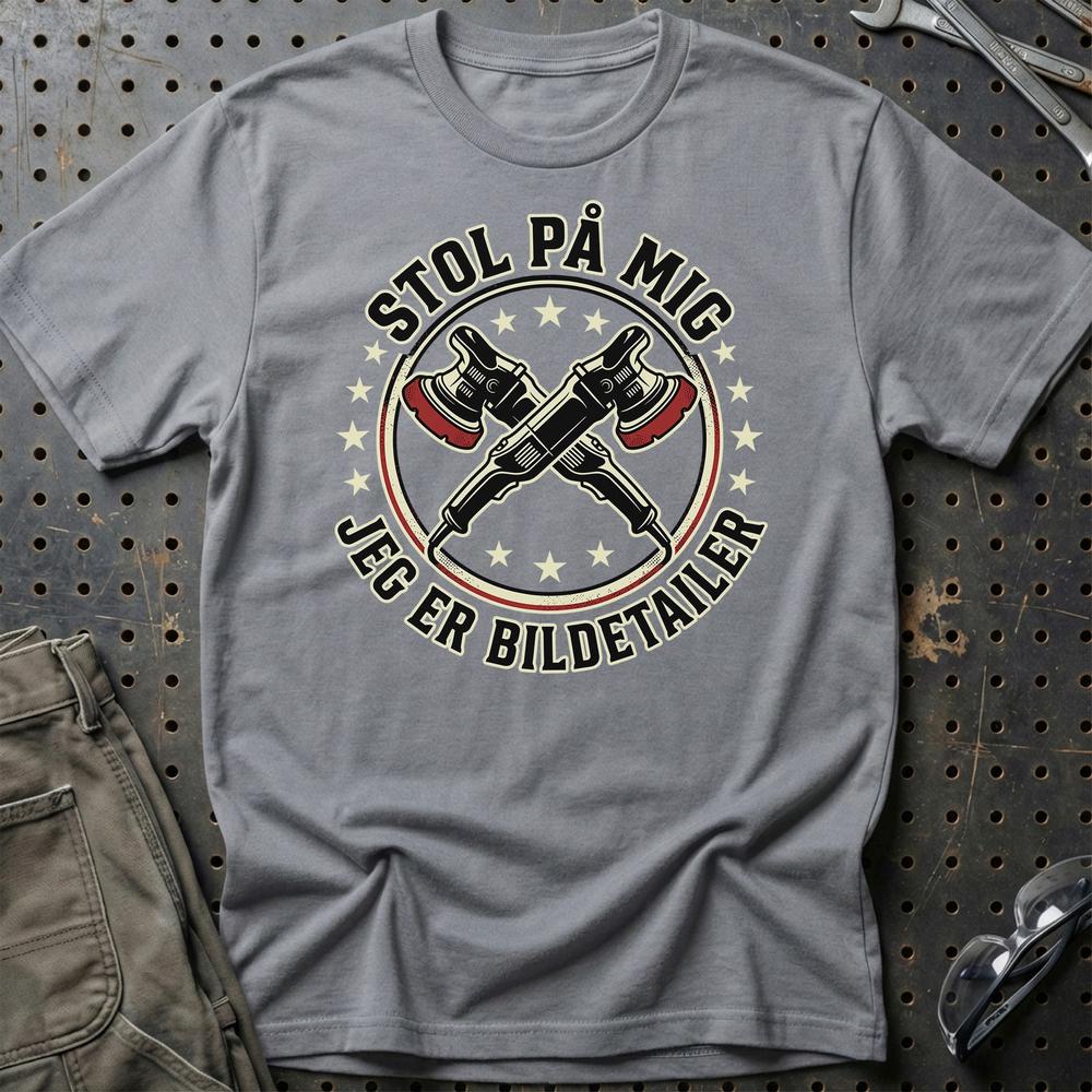 Stol På Mig – Jeg Er Bildetailer - Unisex T-Shirt , Bomuld-Beklædning-Garage Culture-Grå Sport-S-Garage Culture Shop- garage - man cave - merchandise