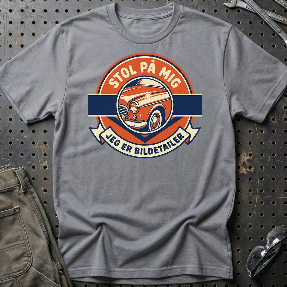 Stol På Mig – Jeg Er Bildetailer - Unisex T-Shirt , Bomuld-Beklædning-Garage Culture-Grå Sport-S-Garage Culture Shop- garage - man cave - merchandise