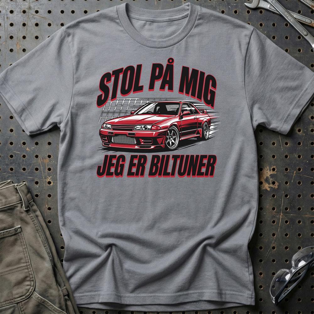 Stol På Mig - Jeg Er Biltuner T-Shirt-Beklædning-Garage Culture-Grå Sport-S-Garage Culture Shop- garage - man cave - merchandise
