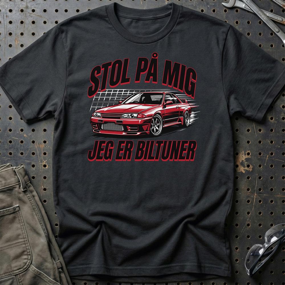 Stol På Mig – Jeg Er Biltuner - Unisex T-Shirt , Bomuld-Beklædning-Garage Culture-Sort-S-Garage Culture Shop- garage - man cave - merchandise