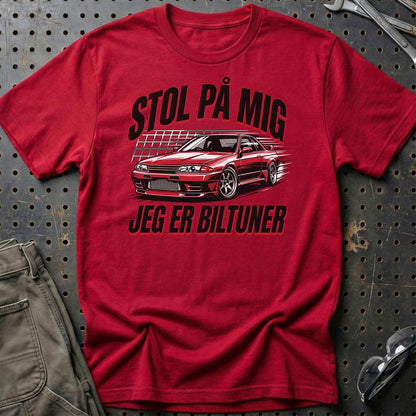 Stol På Mig – Jeg Er Biltuner - Unisex T-Shirt , Bomuld-Beklædning-Garage Culture-Grøn Militær-S-Garage Culture Shop- garage - man cave - merchandise