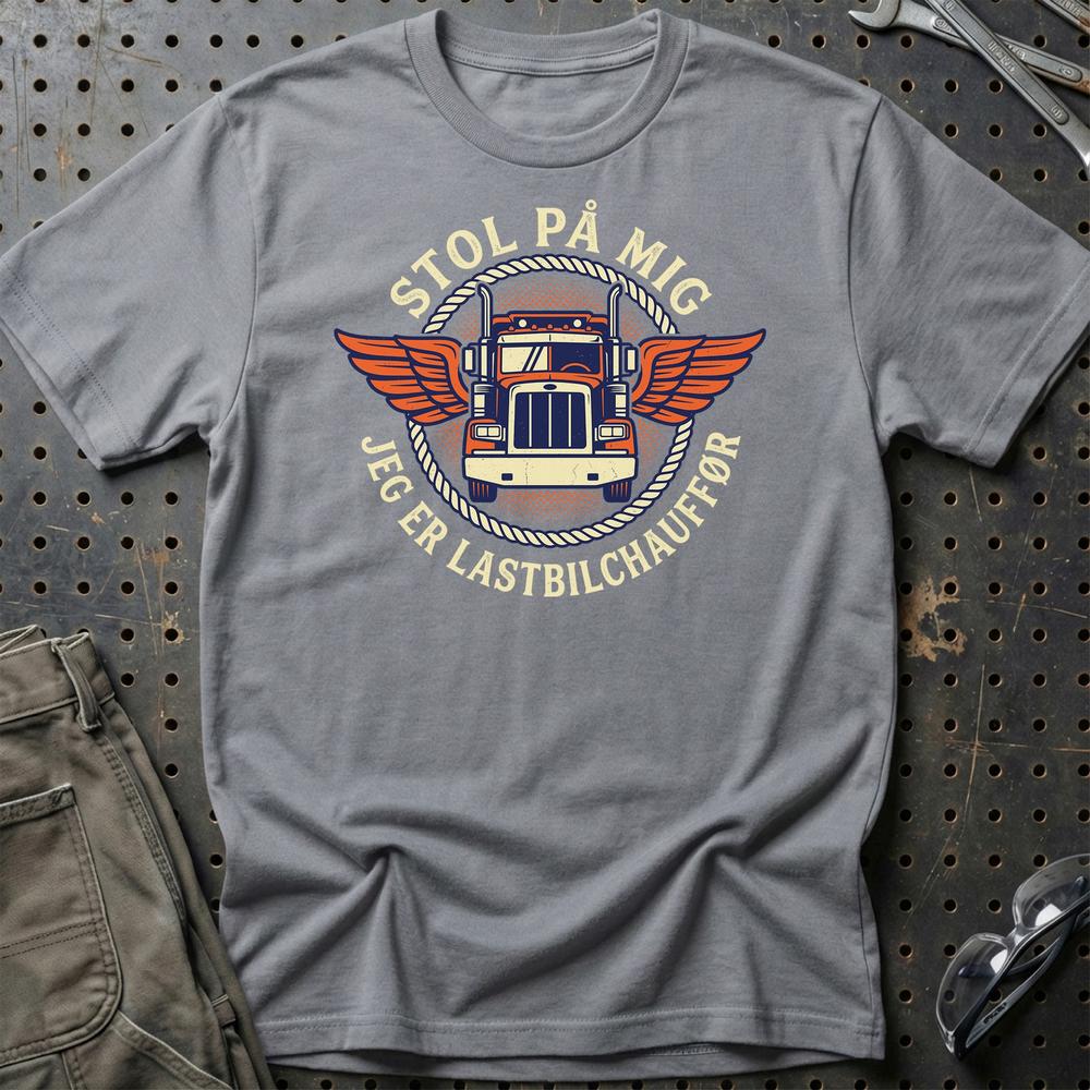 Stol På Mig – Jeg Er Lastbilchauffør - Unisex T-Shirt , Bomuld-Beklædning-Garage Culture-Grå Sport-S-Garage Culture Shop- garage - man cave - merchandise