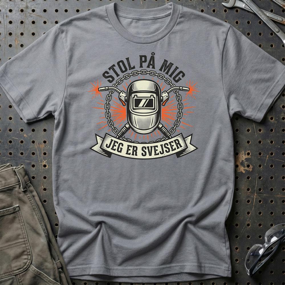 Stol På Mig – Jeg Er Svejser - Unisex T-Shirt , Bomuld-Beklædning-Garage Culture-Grå Sport-S-Garage Culture Shop- garage - man cave - merchandise