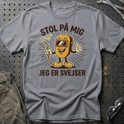 Stol På Mig – Jeg Er Svejser - Unisex T-Shirt , Bomuld-Beklædning-Garage Culture-Grå Sport-S-Garage Culture Shop- garage - man cave - merchandise