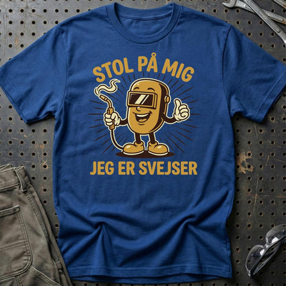 Stol På Mig – Jeg Er Svejser - Unisex T-Shirt , Bomuld-Beklædning-Garage Culture-Blå Royal-S-Garage Culture Shop- garage - man cave - merchandise
