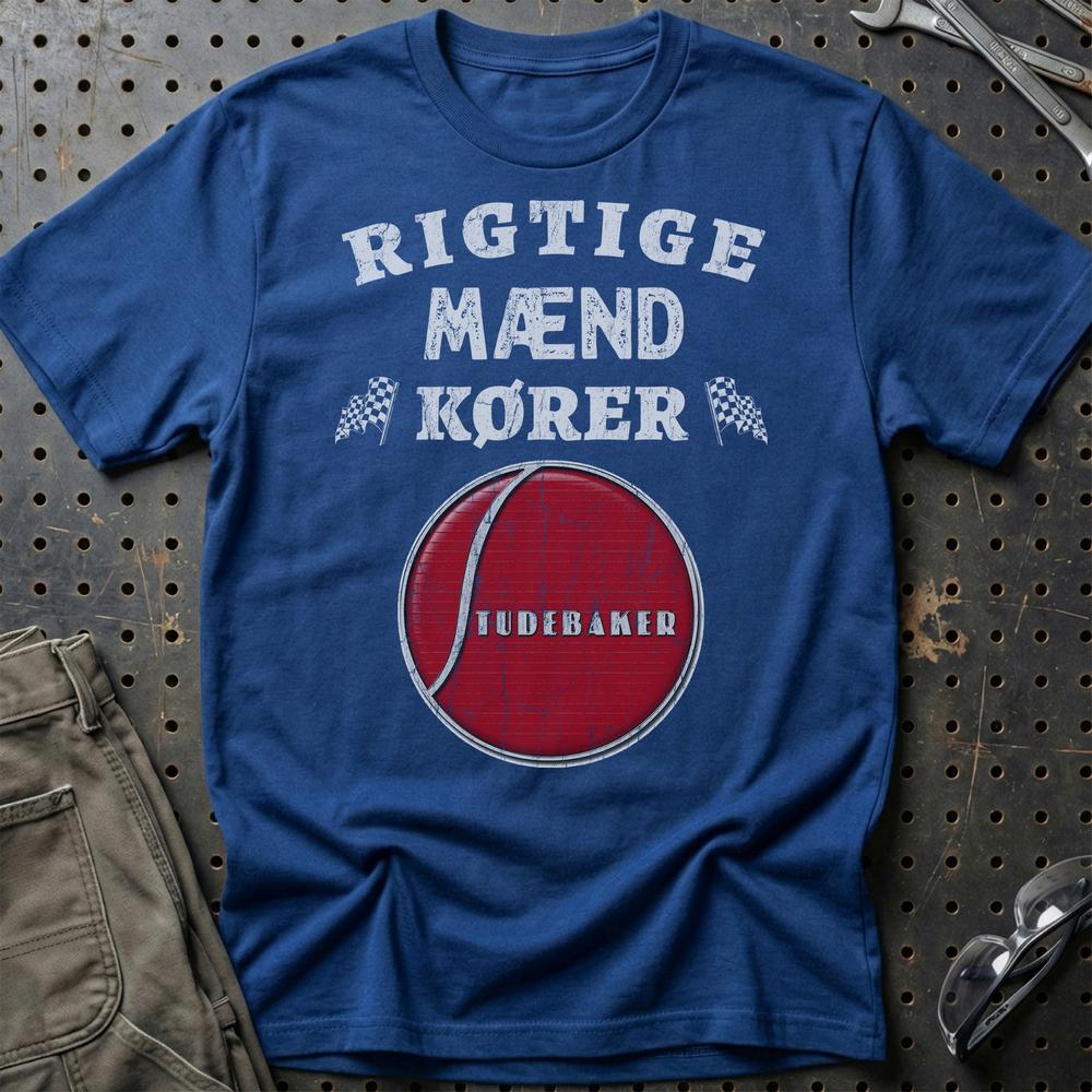 Studebaker Rigtige Mænd Kører T-Shirt-Beklædning-Studebaker-Blå Royal-S-Garage Culture Shop- garage - man cave - merchandise