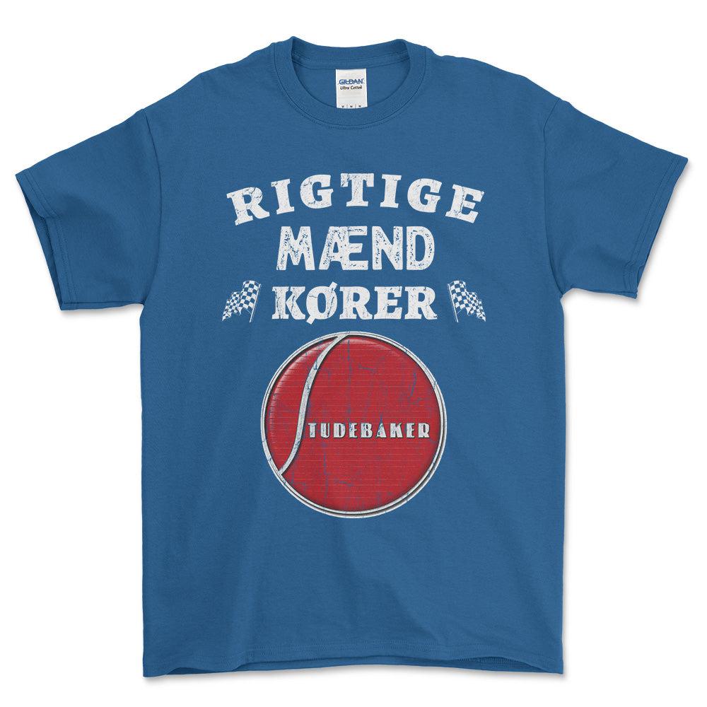 Studebaker Rigtige Mænd Kører - Unisex T-Shirt , Bomuld-Beklædning-Studebaker-Blå Royal-S-Forside-Garage Culture Shop- garage - man cave - merchandise