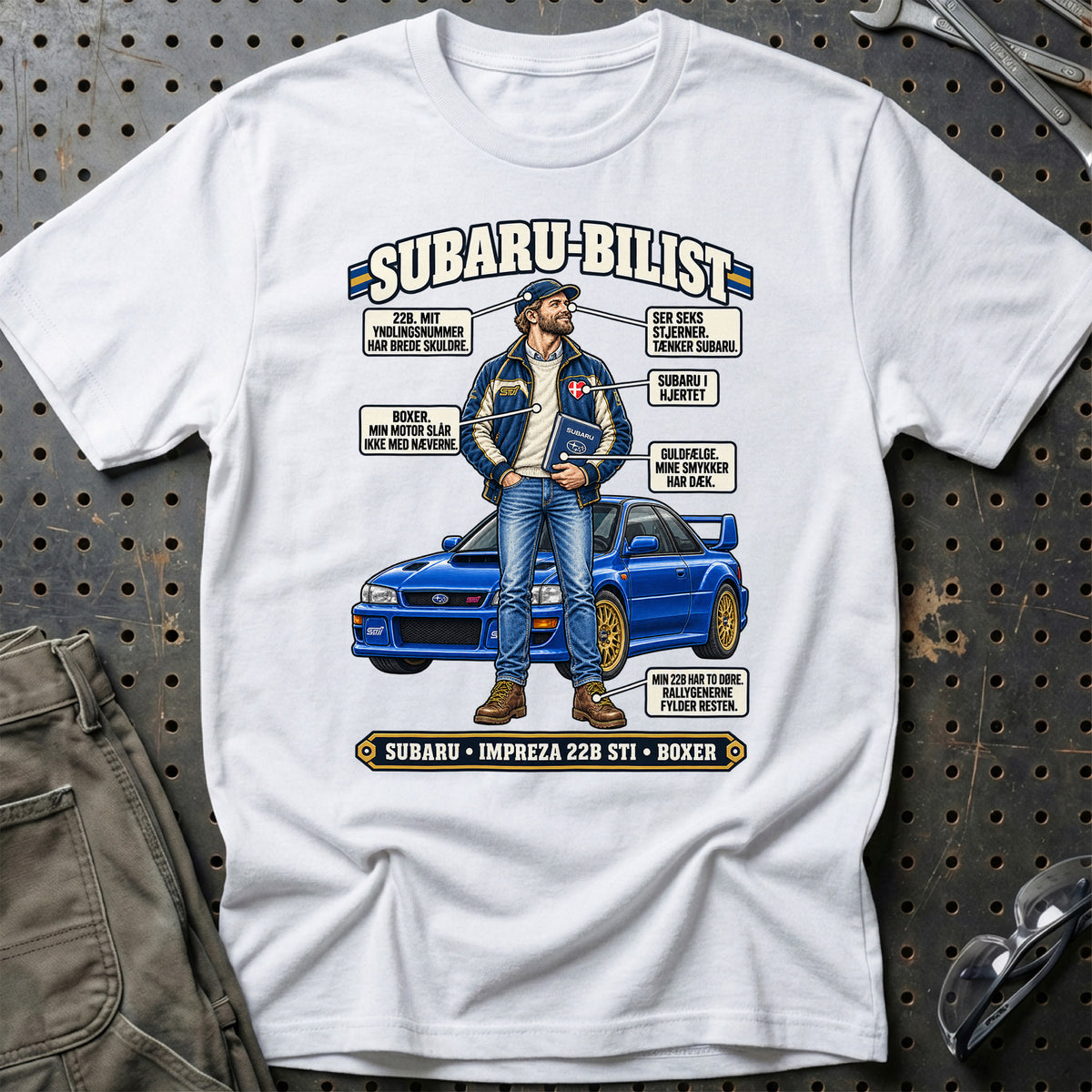 
Subaru-Bilist T-Shirt – Hvid