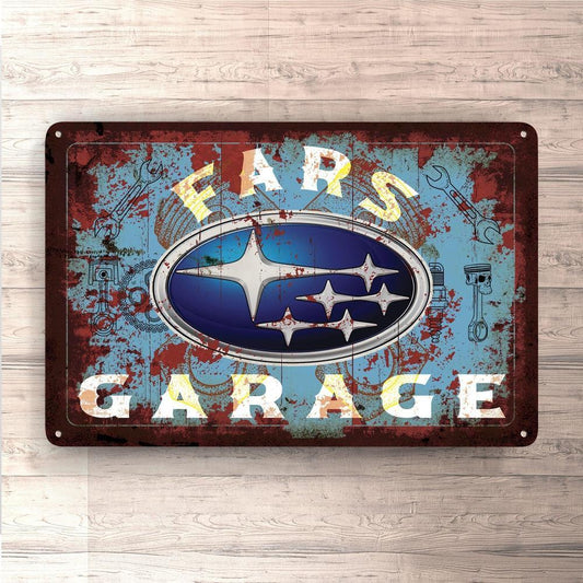 Subaru Fars Garage Vintage Skilte, Musemåtte, Dørmåtte , Plakat-Skilte-Subaru-Garage Culture Shop- garage - man cave - merchandise