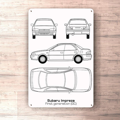 Subaru Impreza Gc Blueprint Skilte, Musemåtte, Dørmåtte-Blueprint-Subaru-Garage Culture Shop- garage - man cave - merchandise