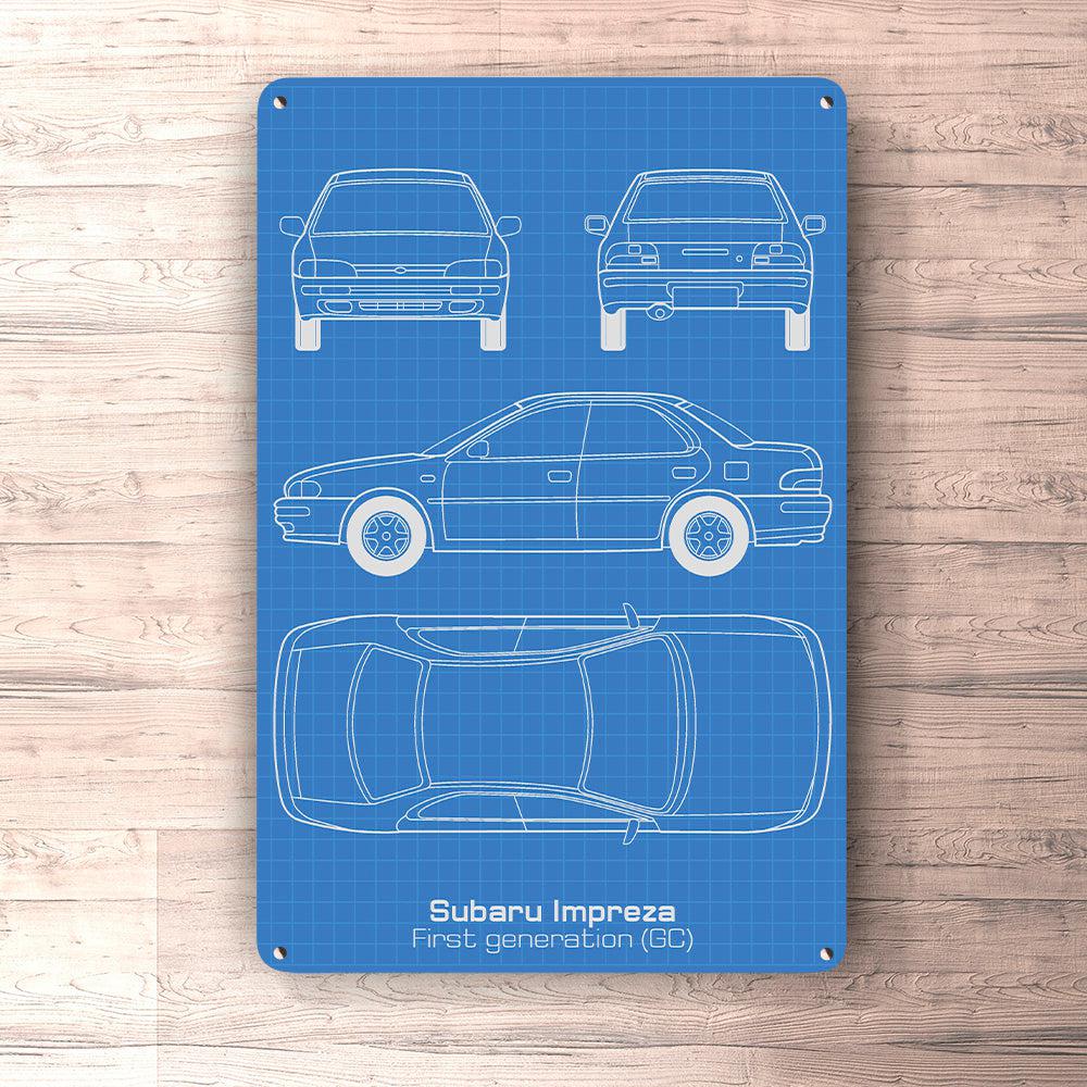 Subaru Impreza Gc Blueprint Skilte, Musemåtte, Dørmåtte-Blueprint-Subaru-Garage Culture Shop- garage - man cave - merchandise