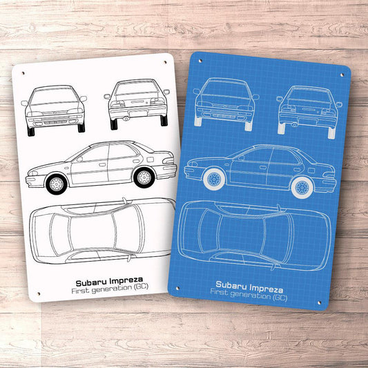 Subaru Impreza Gc Blueprint Skilte, Musemåtte, Dørmåtte-Blueprint-Subaru-Garage Culture Shop- garage - man cave - merchandise
